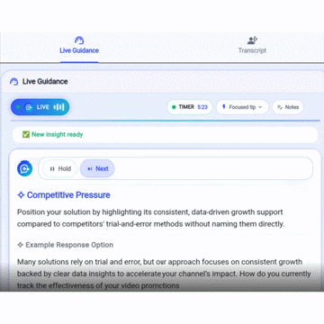 NextSay AI showing live guidance during a conversation